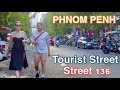 Evening Walking Around In Phnom Penh Street 136 | Cambodia Trip 2023 By Jee Mo TV Tour