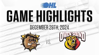 OHL Highlights: Brantford Bulldogs @ Owen Sound Attack Dec. 28 2024