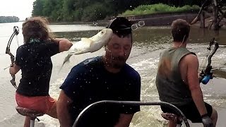 Angry fish knocks stupid guy out.