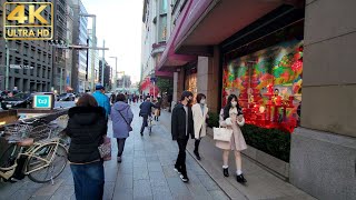 Ginza, christmas afternoon, Tokyo street walking Ginza (銀座) - 4K