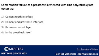 NEET MDS | INICET - Dental Materials - Dental cements | Explanatory Video | MERITERS