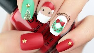 Freehand Matte Christmas Nails