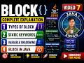 7. Java Block Complete Tutorial | Static Block, Instance Block & Variable Shadowing