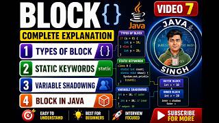 7. Java Block Complete Tutorial | Static Block, Instance Block & Variable Shadowing