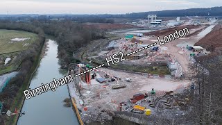 HS2 and the Grand Union Canal near Southam February 2025