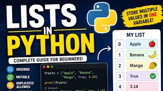 Lists in Python Explained 🔥 | Ordered, Mutable & Data Types | Python for Beginners