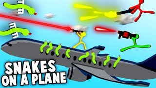 SNAKES on a PLANE!  Stick Fight NEW MAPS & Crazy Weapons (Stick Fight Multiplayer Gameplay)