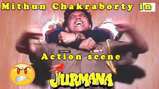 Mithun Chakraborty in action scene from Jurmana Bollywood Action Hindi movie