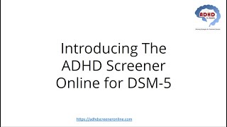 DSM5 ADHD Screener Online from ADHD in Adults