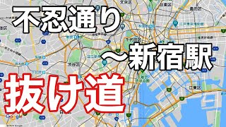 【都内抜け道】【倍速】不忍通り～新宿駅（学習院下通り・新目白通り・大久保通り・職安通り・新宿プリンスホテル・靖国通り・東京ドライブ時の渋滞回避・新人タクシードライバー、新人軽貨物ドライバー必見）