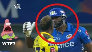 Pollard kissing DJ Bravo 😱 | Bravo sledges Pollard and throws ball on him | Mr Cricket| CSKvsMI