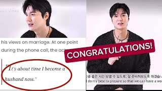 LEE MIN HO'S INTERVIEW SHOCKED THE INTERNET! (CONGRATULATIONS)