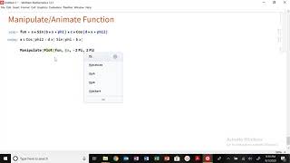 Mathematica Module 2: Manipulate and Animate Functions