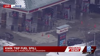 Diesel fuel spills at a Waukesha Kwik Trip