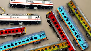 Make a longest toy train with paper at Home || LHB BLUE RED ORANGE