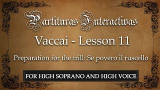 Vaccai (for High Soprano and High Voice): Lesson XI - The trill (Se povero il ruscello - in G)