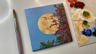 Full moon painting/acrylic painting tutorial/ step by step/ acrylic painting for beginners