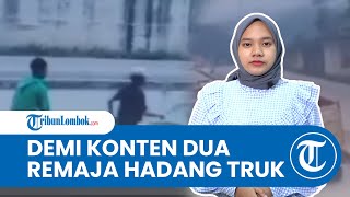 VIRAL! Dua Remaja Nekat Hadang Truk yang Melaju Kencang, Satu Orang Berakhir Nahas