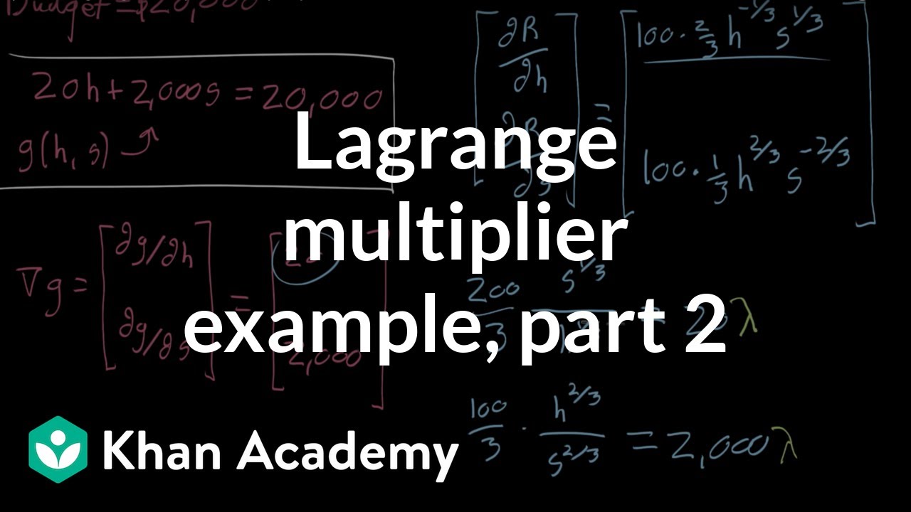 Lagrange Multiplier Example, Part 2 - YouTube