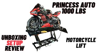 Princess Auto 1000 LBS Motorcycle Lift Table - Unboxing - Setup - Review