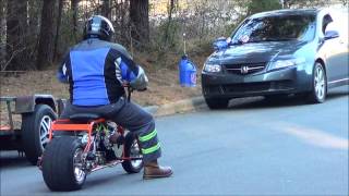 Action!!! gx390 vs Predator 420 mini bikes!!