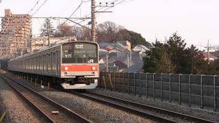 FHD JR武蔵野線205系5000番台M13編成 府中本町行き 新松戸駅到着