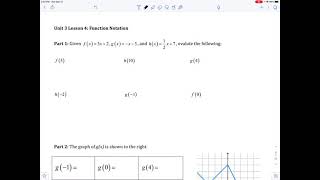 Alg Unit 2 Lesson 4: Function Notation