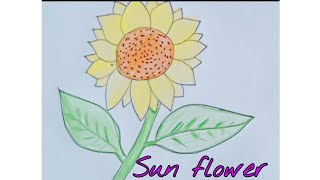 learn to draw sun flower/ រៀនគូរផ្កាឈូករត្ន័ងាយៗ សម្រាប់កុមារ