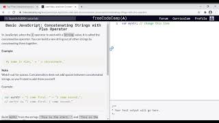 27 - Learn Basic JavaScript Concatenating Strings with Plus Operator