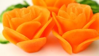 How to Make Carrot Rose Flowers - Vegetable Carving Garnish - Sushi Garnish - Food Decoration
