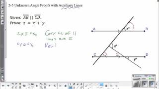 2-5 Unknown Angle Proofs with Auxillary Lines