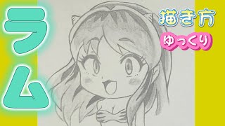 【ラムちゃん　描き方】うる星やつら　ラム　描き方　ミニキャラ　ゆっくり　イラスト　2023年2月最新版