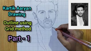 kartik aaryan drawing | How to draw kartik aaryan sketch | How to draw outline using grid method