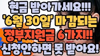 '6월 30일 마감' 정부지원금 6가지! 신청안하면 못 받아요! 현금 받아가세요!