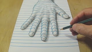 A New Perspective - Drawing A Hand On Line Paper - Trick Art With Graphite Pencil