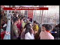 huge devotees rush to srisailam mallanna temple due to holidays v6 news