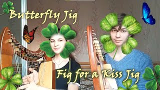 [CELTIC HARP DUO] Butterfly Jig/Fig for a Kiss Jig ~Set of irish melodies~ 23-string harps