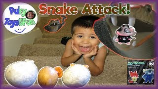 OH NO a Snake attacks a Toddler when he is watching TV! -Puky Toys & Fun