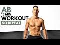 15 MIN NO REPEAT AB WORKOUT at Home | No Equipment