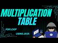 multiplication table using for loop in java programming