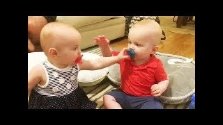 BEST FUNNY Try Not To Laugh - Twins Baby Fight Over Pacifier || Funny Vines Compilation