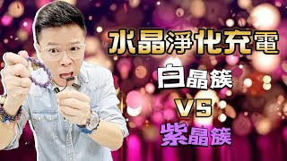 【水晶淨化充電：白晶簇vs 紫晶簇】水龍珠 I 黃水晶 I 硨磲 I 天河石 I 舒俱來 I 綠幽靈 I 天鐵 I 力泥 I 黑碧璽 I 超七 I 閃靈鑽 I 粉晶 I 硃砂 I 金運石