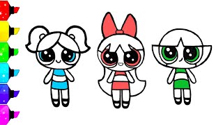 How to draw The Powerpuff Girls: Bubbles, Blossom, Buttercup and Bliss