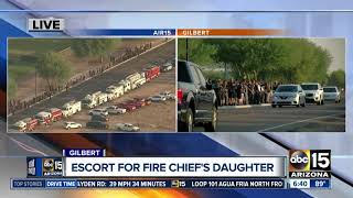 Gilbert fire, police escort late Chief's daughter to school