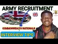 Army commonwealth recruitment| Army interview Tips| online or face to face