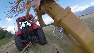 RAKING HAY!!! Kioti 9020 vermeer vr 1022