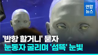 눈동자 데굴데굴 굴리며 기자 '째려본' AI 로봇…질문 뭐였길래 / 연합뉴스 (Yonhapnews)