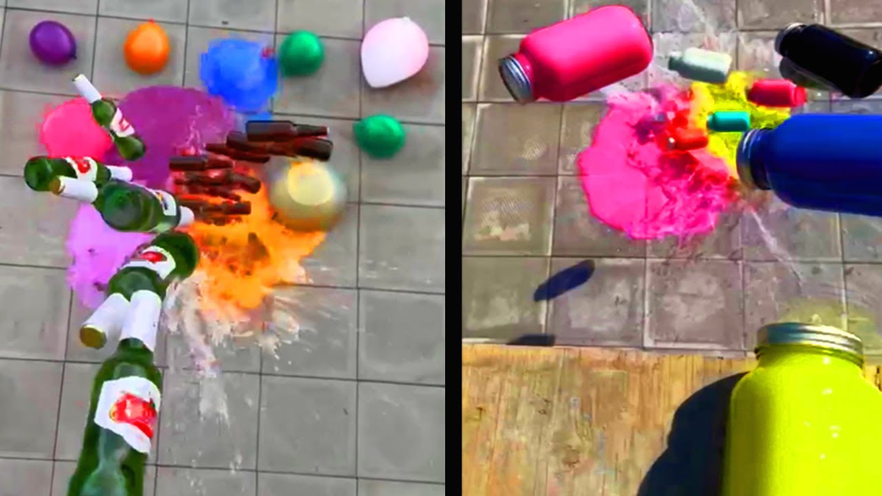 вљ пёџрџ ґ Breaking Glass Bottles And Balloon Drops Crushing Crunchy Soft