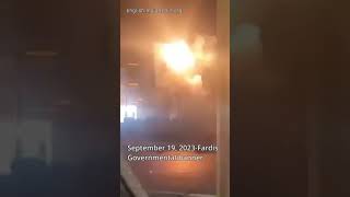 Regime propaganda banner torched in Fardis | Iran protests