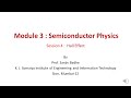 Semiconductor Physics Session 4 (Hall Effect)